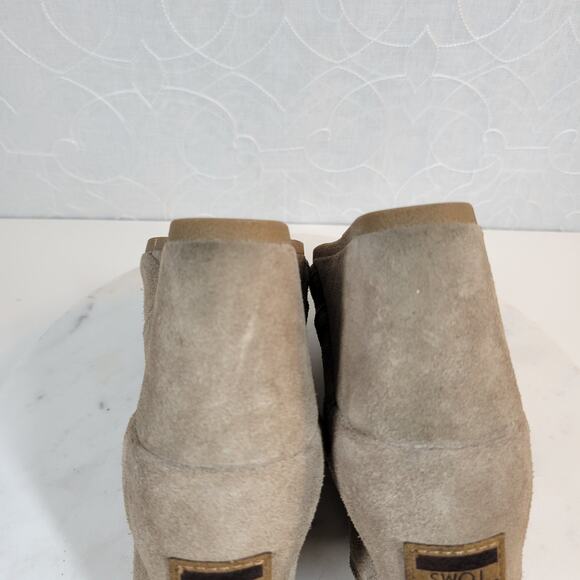 Toms Women's Shoes Size 8.5 Brown Suede Lace-Up Almond Toe Buck Wedges Heels - Picture 4 of 12